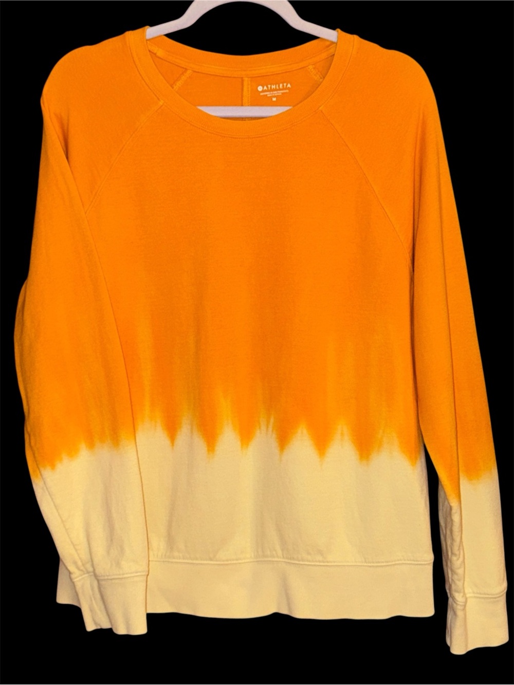 Athleta Orange and Cream Dip-Dye Crewneck Sweatshirt Women’s Sz Medium